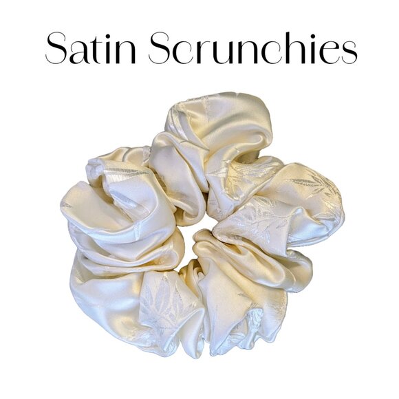 Large white satin scrunchie for weddings, special occasions, everyday use - Picture 2 of 5